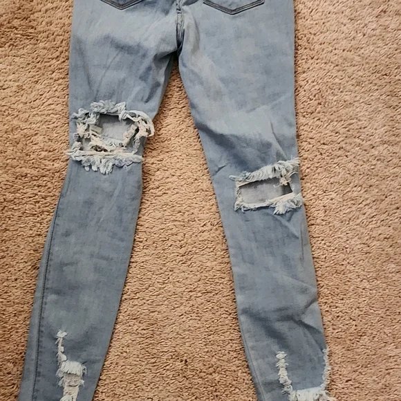 Vibrant Women's Sky Blue Ripped Boyfriend Jeans Sz.7 - Picture 5 of 8